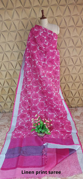 Pure linen print saree SILK ZONE